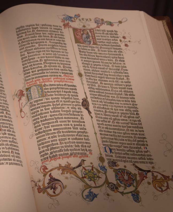 Illuminated Page from a Facsimile of the Gutenberg Bible