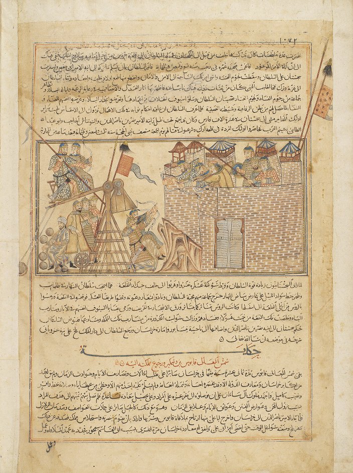 Medieval Catapult illustrated in the Jami’ al-Tawarikh (World History or Compendium of Chronicles) by Rashid al-Din (d. 1318)