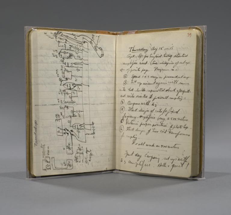 Laboratory notebook, recording Edwin H. Armstrong’s discovery of superheterodyne reception