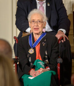 Katherine Johnson wearing Presidential Medal of Freedom